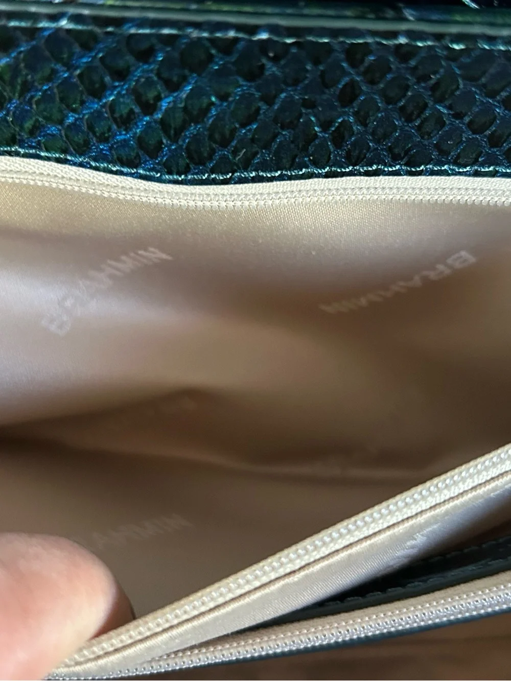 BRAHMIN DAYAN Evergreen Teal KALOPSIA Satchel Bag Purse Faux-Snakeskin Like New
